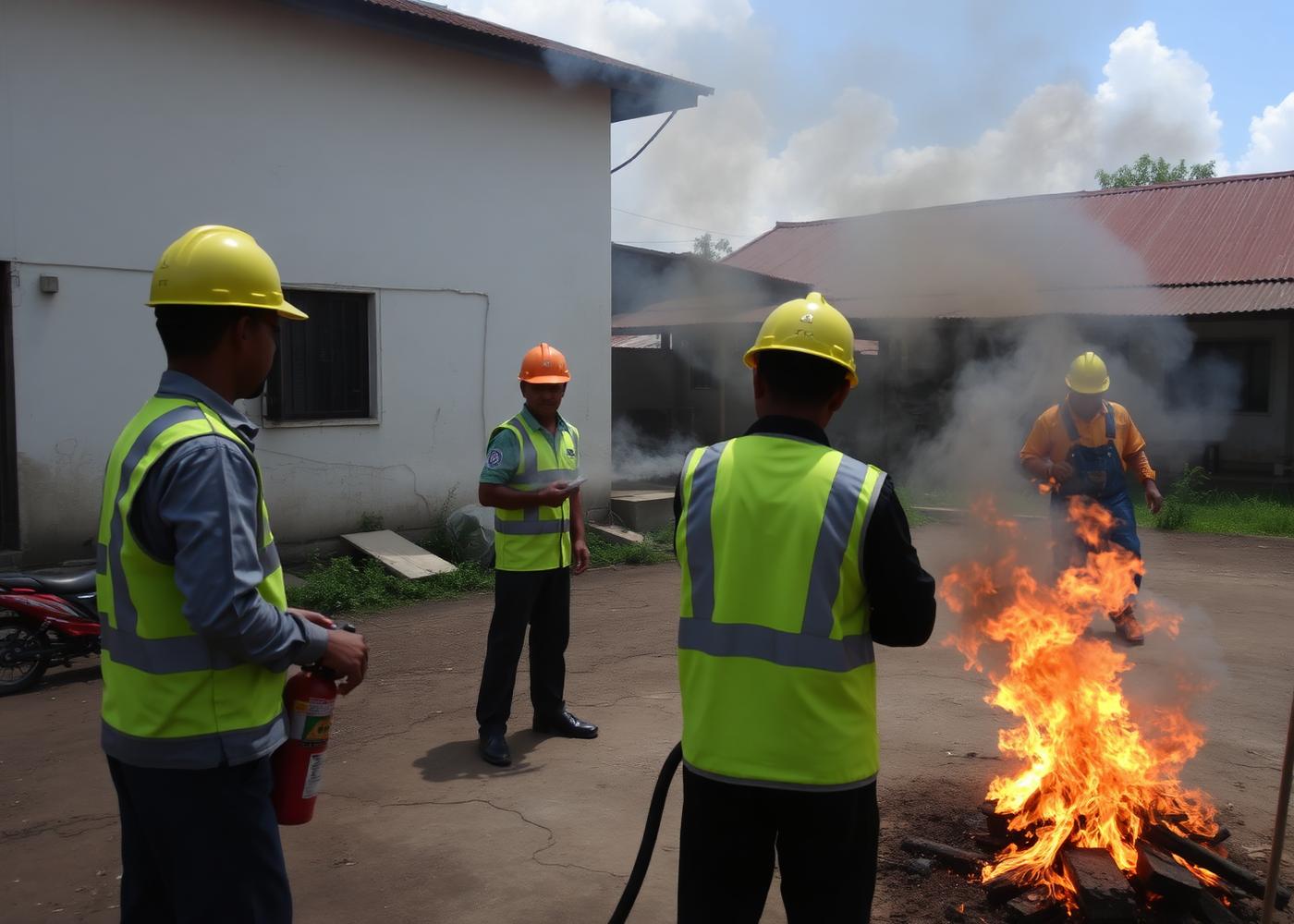 Pelatihan penggunaan APAR dengan simulasi api terkendali